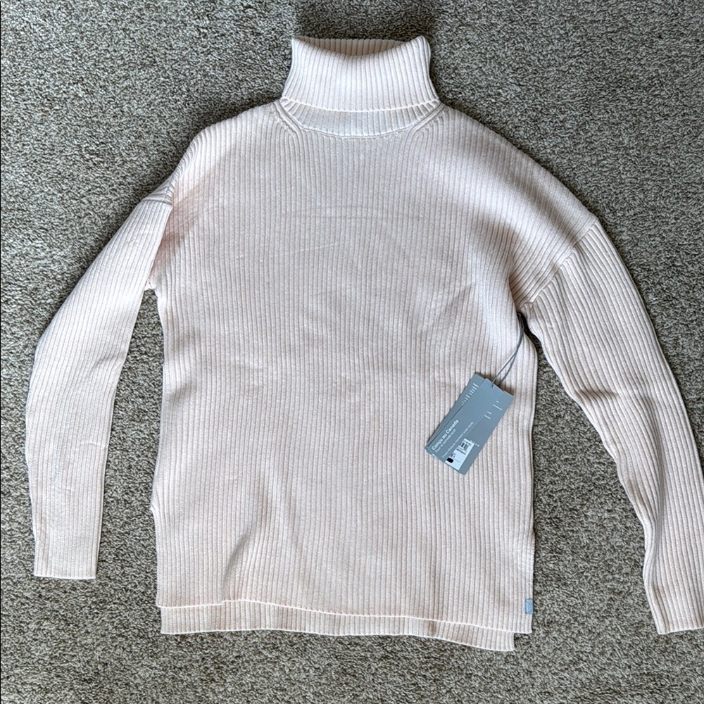 Friday FWD Women's Small Peach Cream Turtleneck Sweater NWT